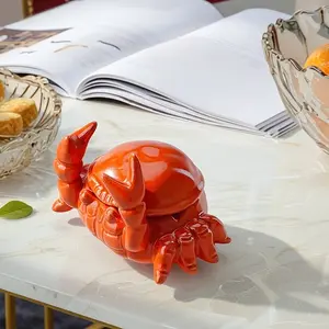Funny Crab Ashtray Ceramic with Lid Cool Desk Decor Anti-Fly Ash Novelty Gift for Smokers Aesthetic Room Decor Perfect for Home Office Bar High-Quality Material Whimsical Design