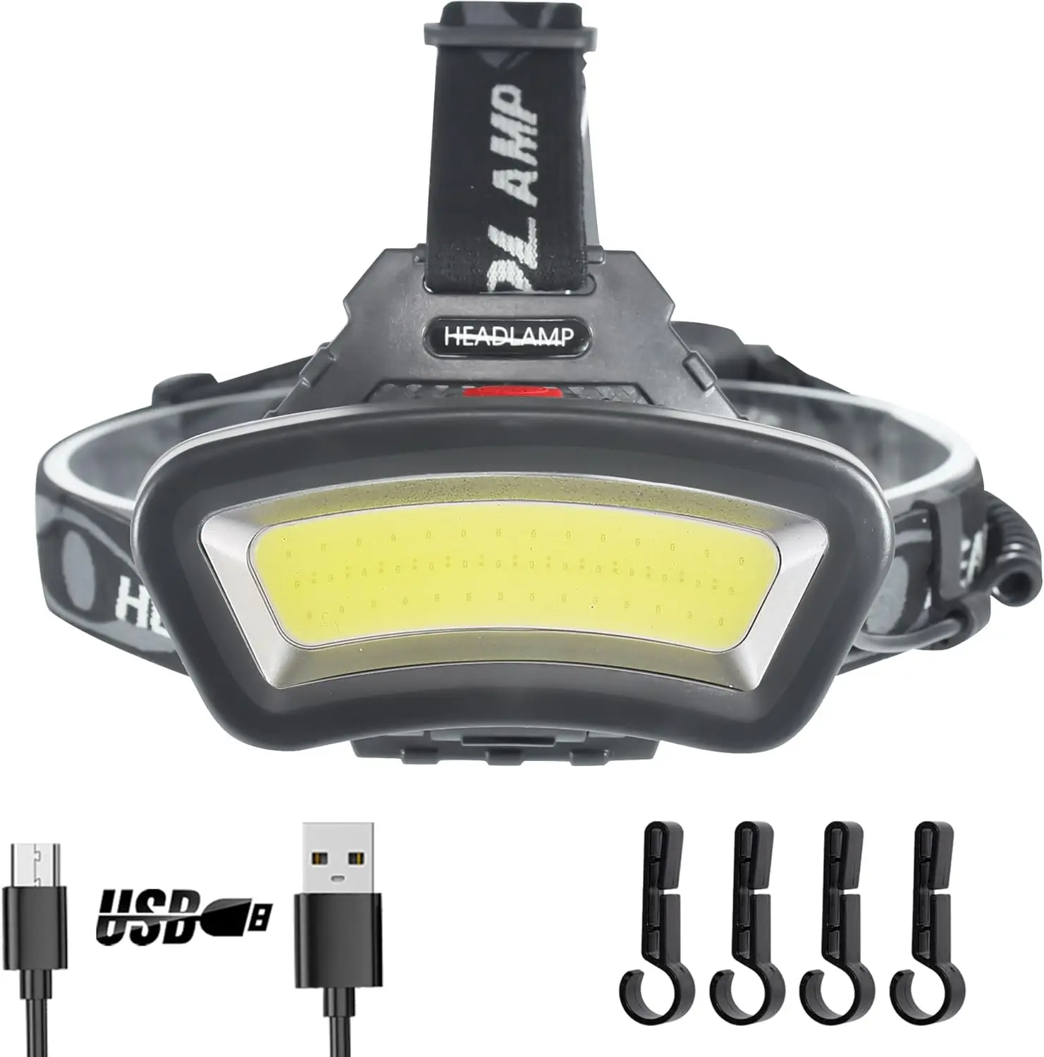 Headlamp LED Headlight Rechargeable 22000 High Lumen USB  Light,  Lamp COB Floodlight with Red Light for Adults - Night Fishing, Construction, Maintenance - 90 Adjustable