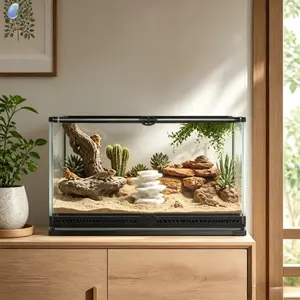 Minimalist Matte Reptile Tank Decor, Geometric Cave Hiding Spot, 3D Printed Pla, Eco-Friendly, Universal for Gecko Tanks
