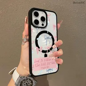 Premium Magnetic Case for iPhone11/12/13/14/15/16/promax Bow Bible label collage |   MagSafe Ready, Anti-Fall, and Ultra-Thin Design |   Perfect for Everyday Use springtok aesthetic pattern design protective phone case magsafe magnetic luxury case