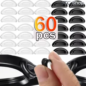 40/60Pcs Adhesive Silicone Nose Pads, Non Slip Transparent Glasses Nosepads, Self-Adhesive Soft Silicone Cushions, Anti-Slip Comfort Fit Eyewear Replacement Accessories for Eyeglasses