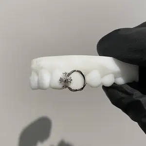 Custom Cross Open Face Teeth Grillz 925 Silver Hiphop Grillz