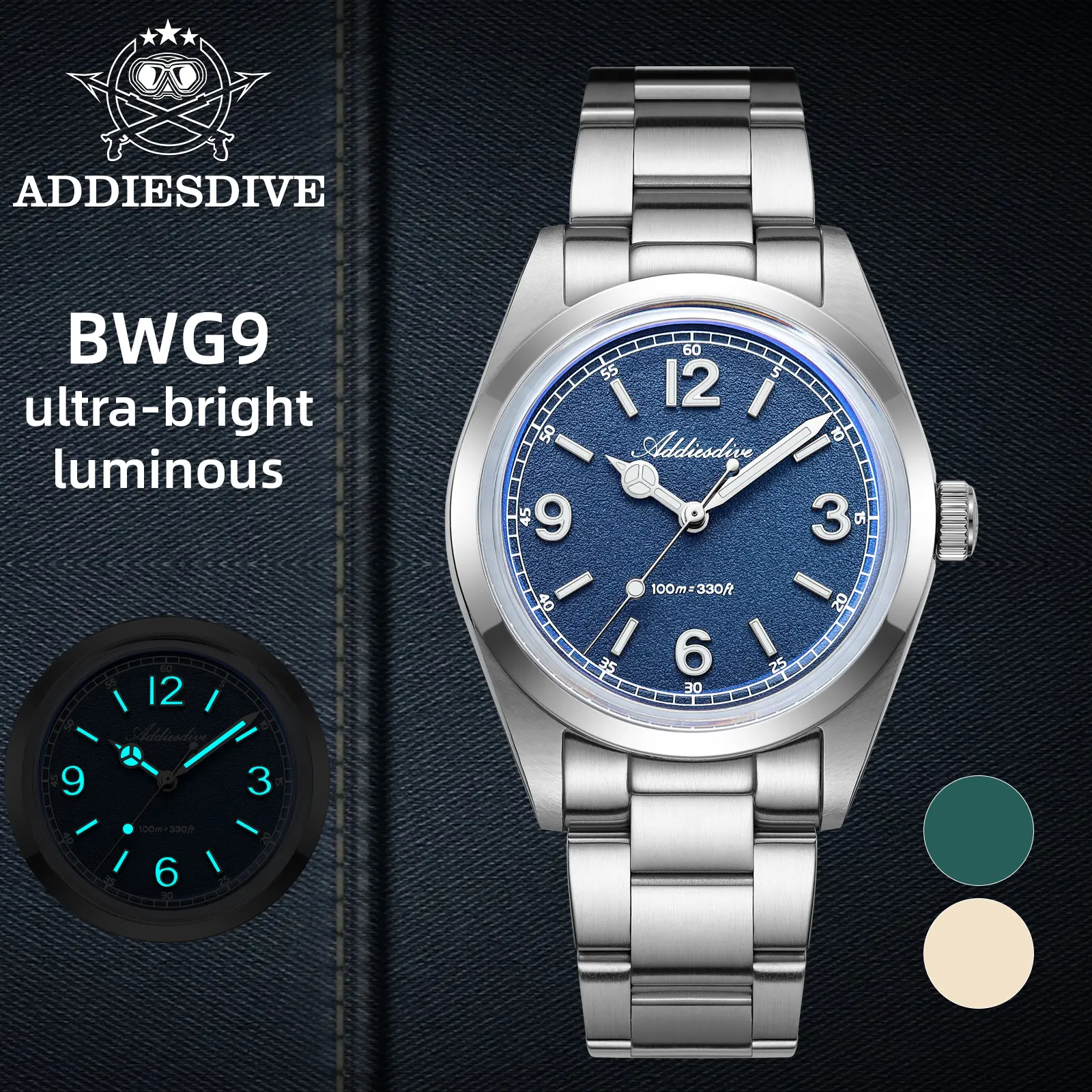 ADDIESDIVE 36mm Men's Wrist Watches - Stainless Steel Watch Luminous Mecaquart 100m Waterproof Minimalist Unisex Watches Business Fashion Watch
