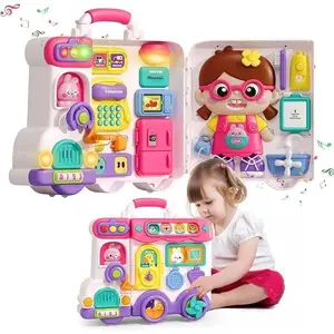 【Boninii】Musical Busy Board Montessori Toys for Toddler 1-3, Early Educational Montessori Toy for 1 2 3 Year Old Boys, Developmental Toy for 12-18 Month Age, Birthday Gifts Toys for 1+ Year Old Boys