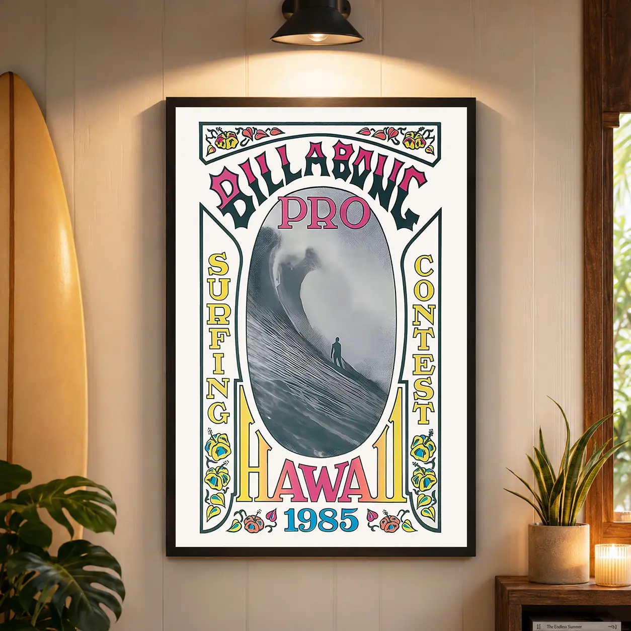Vintage Surf Poster Canvas Print, Retro Surfing Wave Wall Decor, Surf Minimal Wall Decor For Bedroom Dorm  Living Room Bathroom