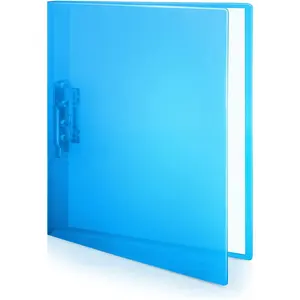 Punchless Clamp Binder (Blue), 8.5x11 Folder with Metal Clip, Ringless Binder Holds 100 Letter Size Pages, Documents, for  or Office, Transparent Acid-Free Poly