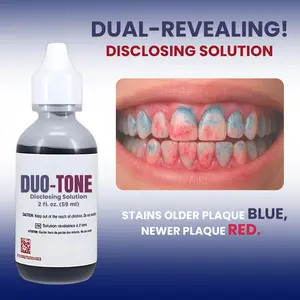 Generic Dental Duo-Tone Disclosing Solution 2 oz for Kids & Adults Multicolored Plaque Revealing Liquid Tutti Frutti Flavor Dual-Color Indicator