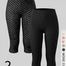 Women's Sporty High-Waisted Capri Leggings Set, Solid Color & Polka Dot Print, Comfortable Casual Athleisure Yoga Wear, Athletic Sportswear, Casual Yoga Pants, Capri Training Leggings, Ideal for Daily Wear