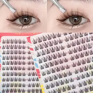 Sunflower-Inspired DIY False Eyelashes - 10 Rows of Individual Lashes, Reusable for Beginners, Doll/Cat Eye/Natural Looks, D Curl, 6-9mm Length, Cartoon Style, Enlarge The Eyes
