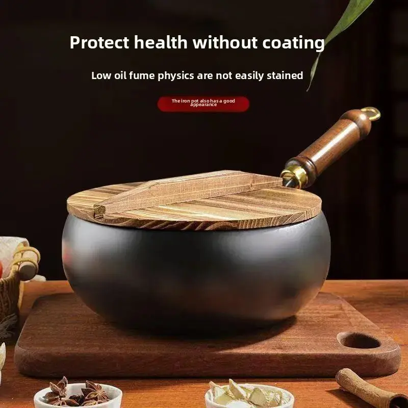 Hot selling iron pot, big belly pot, handmade forging small wok, mini small iron pot, uncoated and non stick household wok