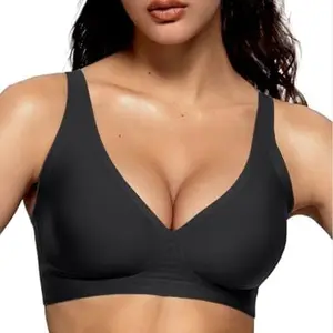 Vertvie Women Wireless Seamless Bras Deep V No Underwire Push Up Bras Wirefree Full Coverage T Shirt Adjustable Bra Nylon Spandex Womenswear