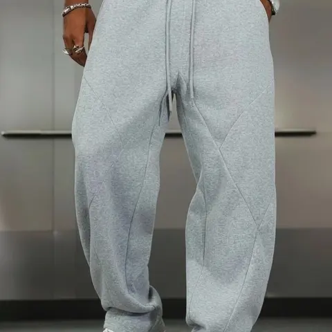 Men's Oversized Wide Leg Joggers Casual High Waist Breathable Streetwear Polyester Smooth Draping All Season Elastic Drawstring Loose Fit Baggy Design Curved 3D Seam Stitching Daily Wear