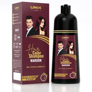 UNIK Maroon Hair Color Shampoo 400ml – Instant Hair Coloring Shampoo, Gray Hair Coverage, Ammonia-Free Formula, Fast 15-Minute Application for Men & Women