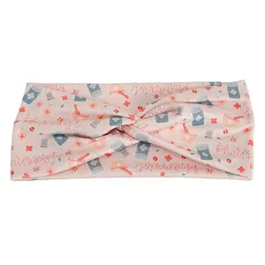 Pharmacy Twist Headband with Pill & Rx Print - Soft Non-Slip Bandana for Pharmacists Techs & Students - Comfortable Medical Accessory