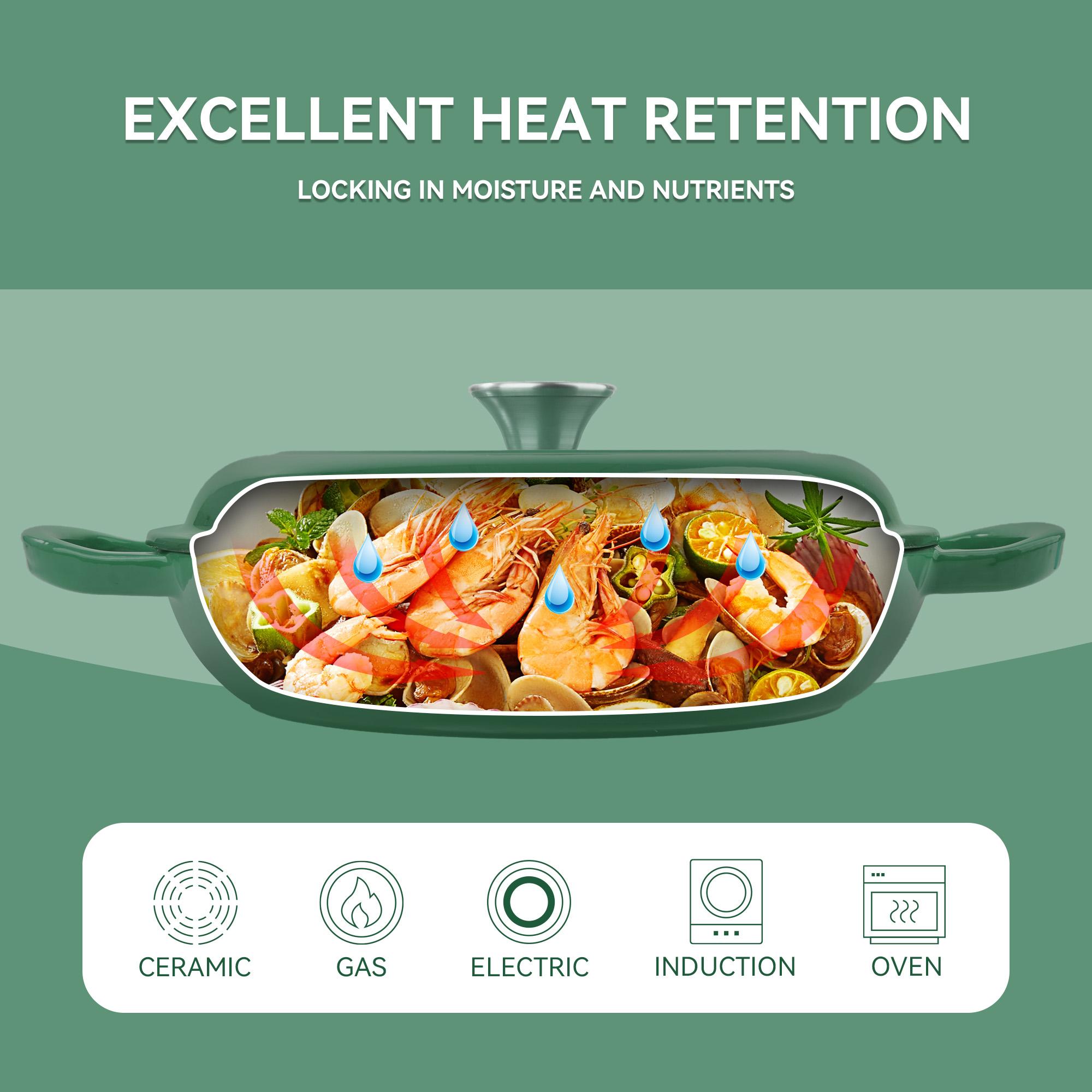 27cm Enameled Cast Iron Dutch Oven with Lid, Heavy Duty Cooking Pot for Soup, Stew, Braising and Baking