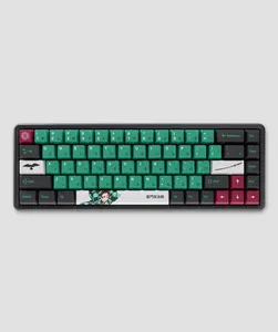 Demon Slayer Kimetsu No Yaiba Tanjiro PBT Dye Sub Keycaps for Mechanical Gaming Keyboards, Cherry MX Switches, Custom Side Print, ANSI ISO Support, US Layout - Officially Licensed