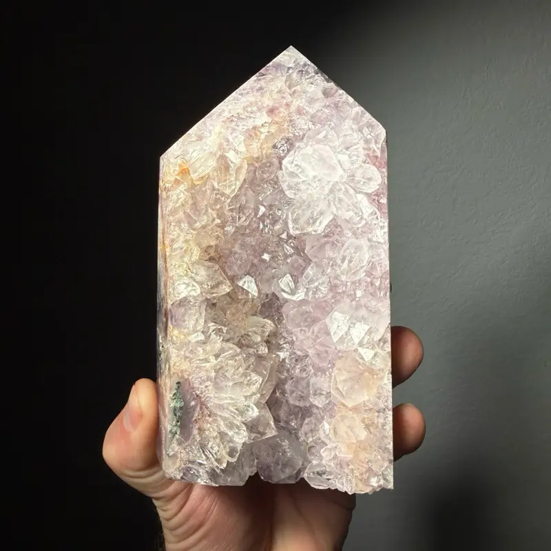 Large Pink Amethyst Druzy Tower, Open Face Amethyst Geode, Lavender Crystal Cluster, Natural Mineral Specimen