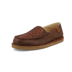 TWISTED X WOMENS SLIP ON LOAFER CHOCOLATE BOMBER & TOOLED BROWN -WCL0022
