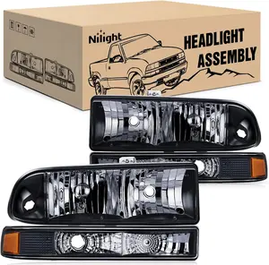 Nilight Headlight Assembly for 1998 1999 2000 2001 2002 2003 2004 2005 Chevy Blazer Headlights 1998-2004 Chevrolet S10 Pickup Replacement Headlamp Housing Bumper Lights