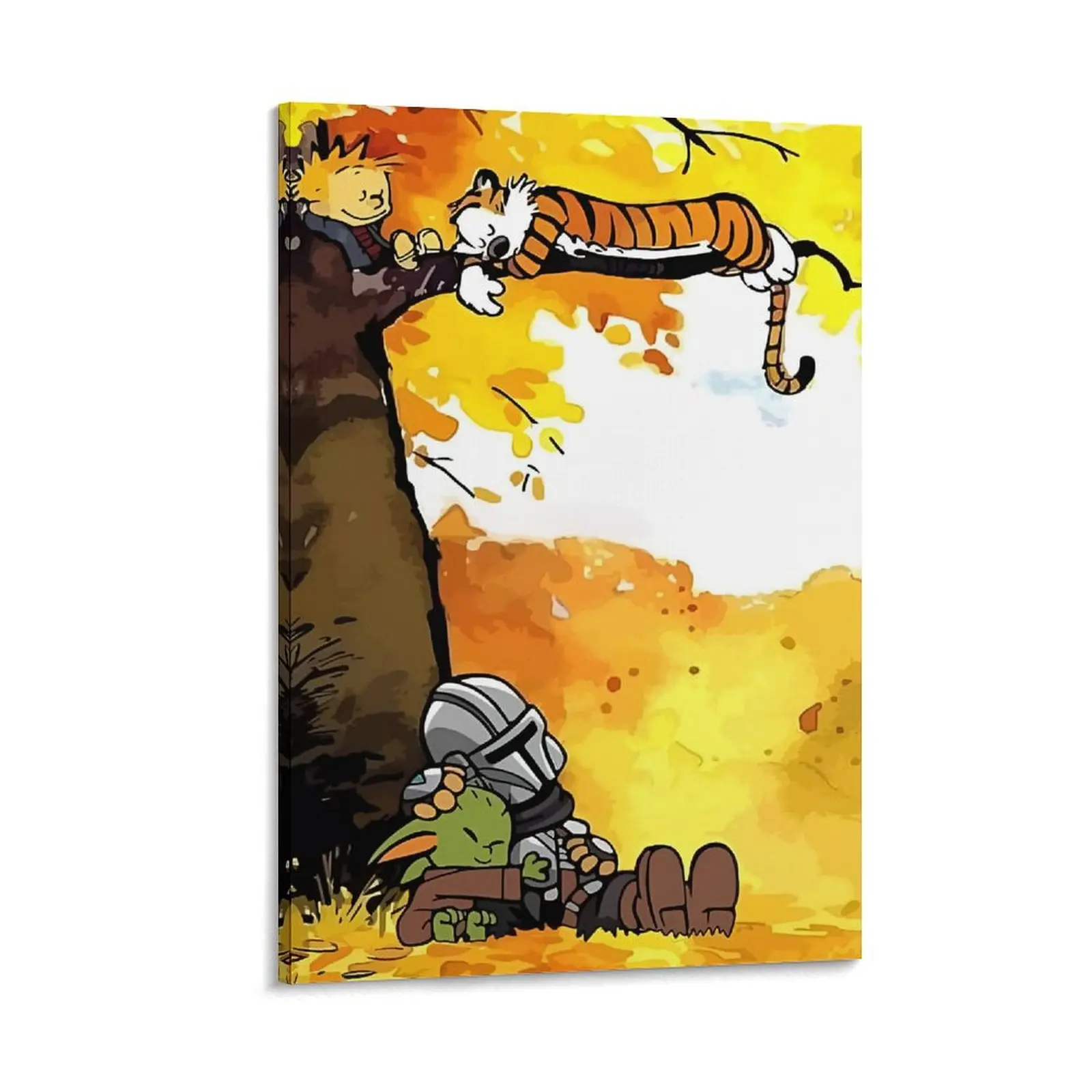 Funny Cartoon Calvin Hobbes Autumn Canvas Art - Modern Minimalist Adventure Wall Print for Kids Room, Bedroom & Playroom Decoration Canvas Poster Bedroom Decor Sports Landscape Office Room Decor Gift