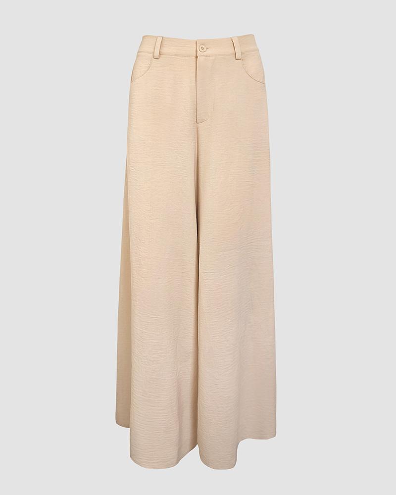 2026 ChicMe Women's Skew Neck Lantern Sleeve Top & Wide Leg Pants Set for St. Patrick's Day & Wedding Gust