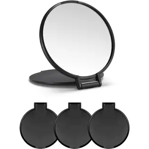 Compact Mirror Bulk Round Makeup Mirror for Purse, Set of 3, 2.6" L x 2.37" W (Black)