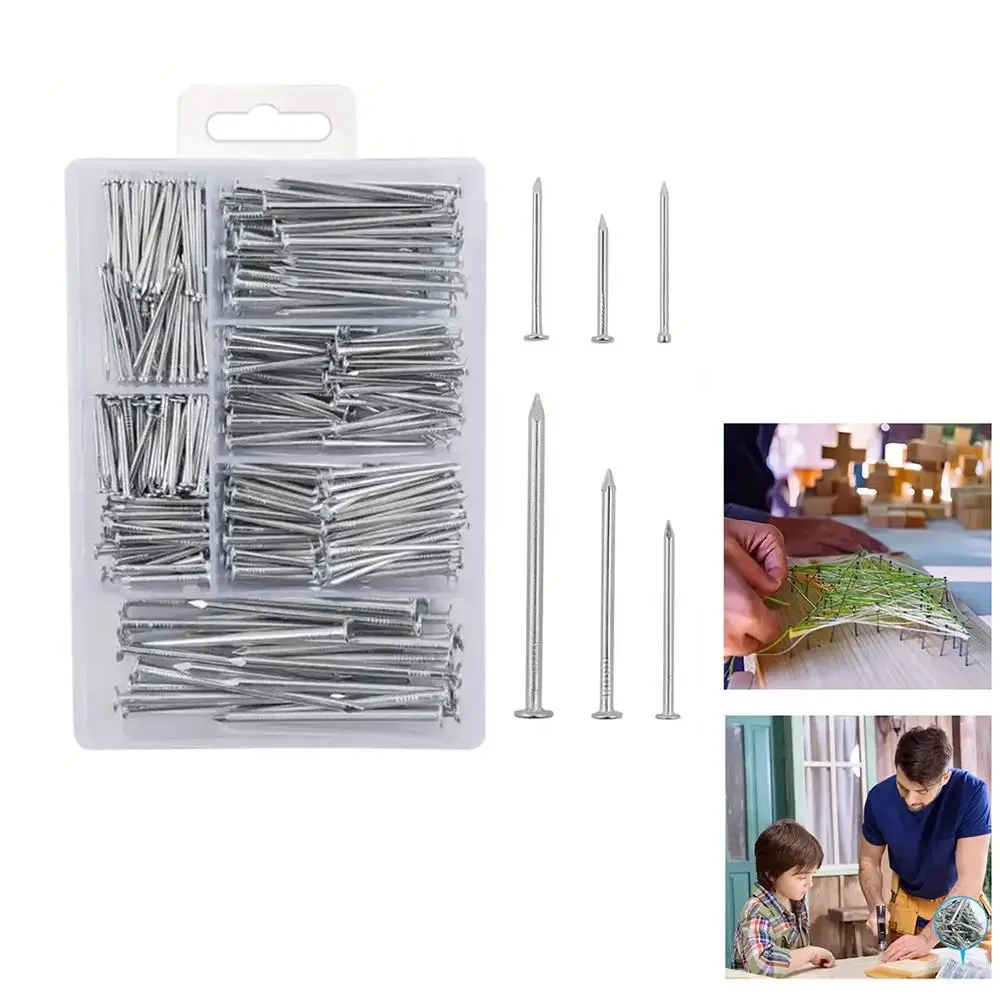 6-Size Premium Hardware Nails Assortment Kit, 2 Inches Maximum Length Galvanized Zinc Coating Heavy Duty Fastening Nails, Picture Hanging Nails, Wood Nails, Wall Nails With Storage Box, Tools & Hardware Accessories, Home