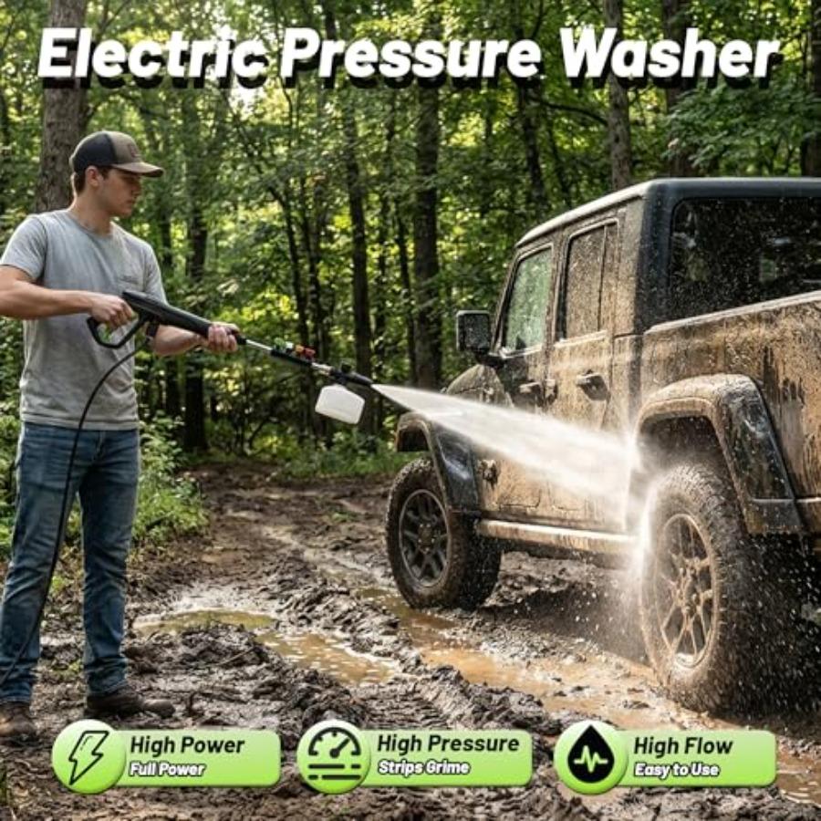 Pressure Washer Power Washer with Foam Cannon High Pressure Washer for Cars Decks Fences Patios and Driveway Decks High Pressur