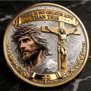 Resurrection Commemorative Coin, Jesus Christ Cross, Christian Faith Keepsake