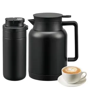 2 Pack 49oz Thermal Coffee Carafe & 15oz Insulated Water Bottle Stainless Steel Vacuum Insulated for Coffee Tea Water Keeps Hot 12 Hours Cold 24 Hours