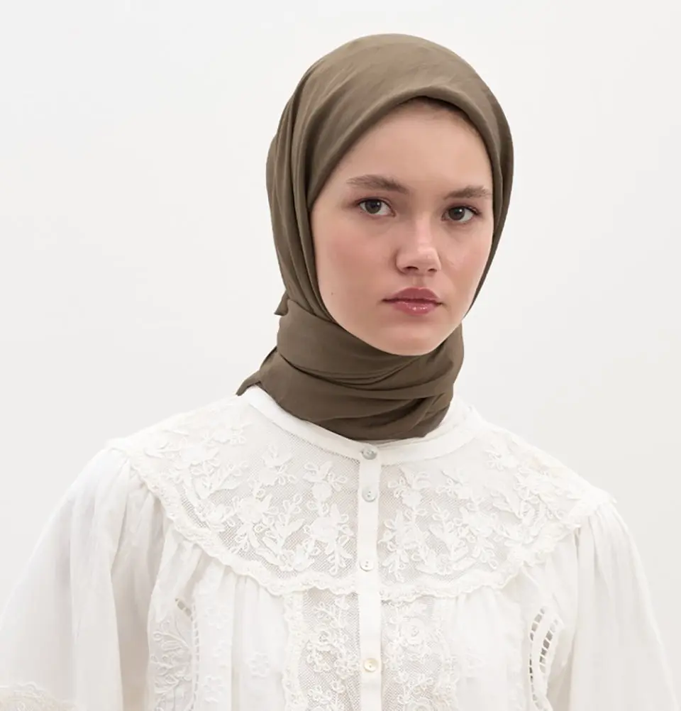Solid Viscose Cotton Square Hijab - Taupe