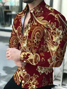 Men's Long Sleeve Shirt with Novelty Pattern