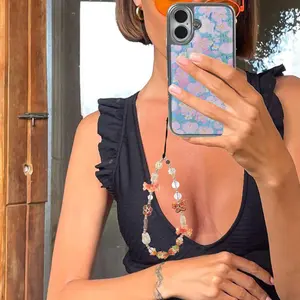 1 pcs Handmade Colorful Beaded Phone Charm - Butterfly & Candy Design for Phone Case, Keychain & More,Phone Beaded Strap Cute Vintage Butterfly Flowers  Aesthetic Universal Cell Phone Lanyard Wrist Strap Accessories for Bag,for girlfriend, women,Teens