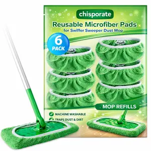 CHISPORATE 6 Count Reusable Microfiber Mop Pads for Swiffer PowerMop -  Microfiber Wet Pads Refills Power Mop Pads Machine Washable Hard Wood Floor Mop Pads Replacement for 9''-11'' Spray Wet Mops