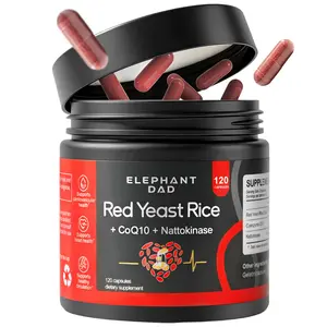ELEPHANTDAD Red Yeast Rice 1000mg with Nattokinase & CoQ10 - 120 Capsules for Cholesterol & Heart Health Support - Citrinin-Free Supplement Healthy Ingredients Fitness Dietary