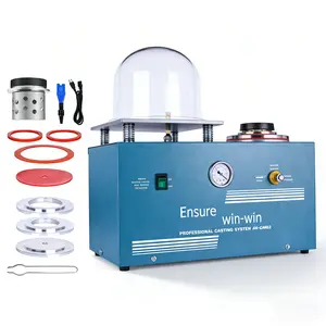2L Compact Vacuum Casting Machine – 3 CFM Pump & Bell Jar Integrated Jewelry Lost Wax Casting System for Jewelry Making & Gold, Silver, Copper Metal Casting