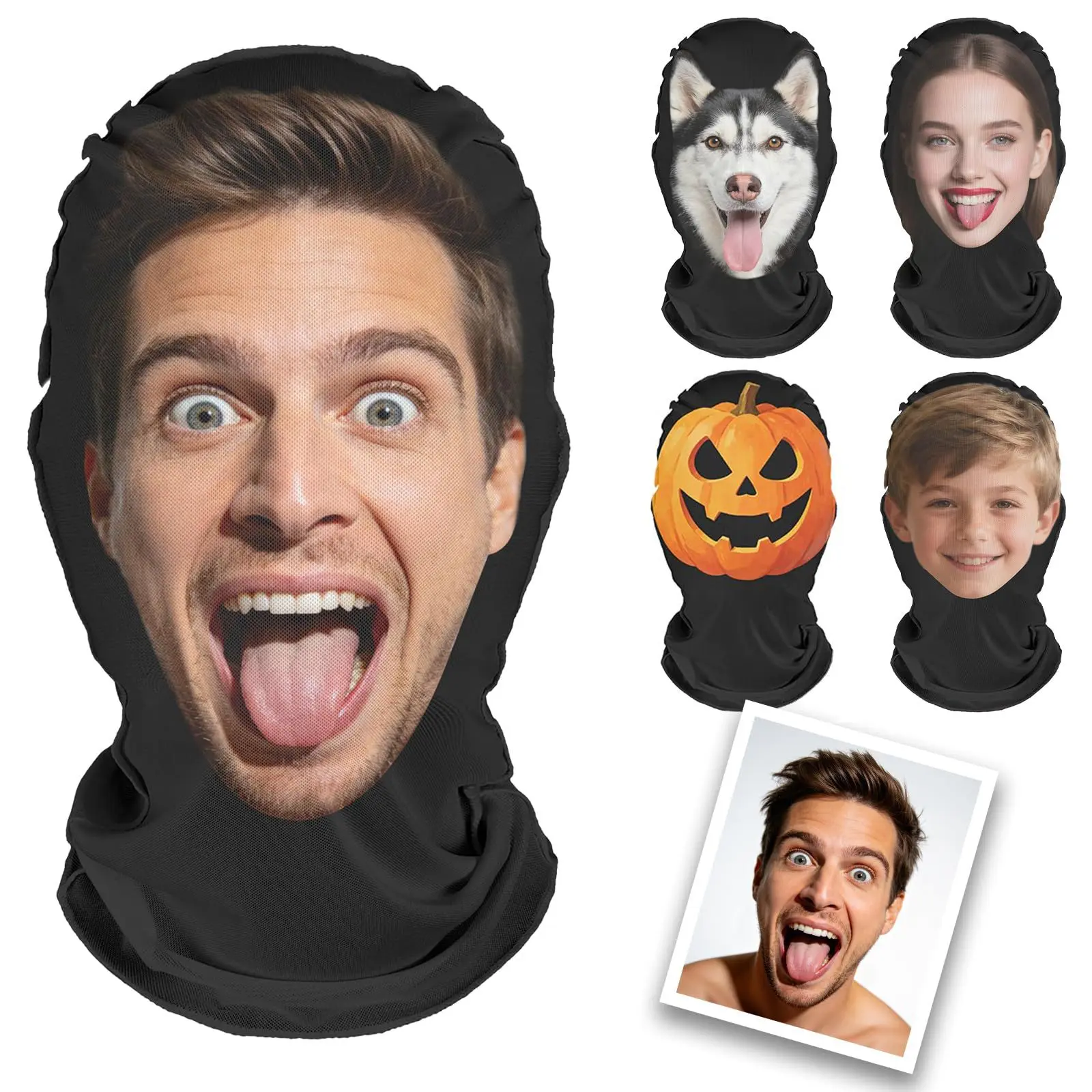 BARLEY ONE Click “Shop Chat”, Send Photos, Custom Mask with Face Personalized Halloween 3D Masks Realistic Funny Mesh Face Prank Mask Bandana Holiday Gift