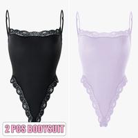 2pcs Bodysuit(Black/Lavender)
