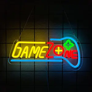 Game Zone Neon Sign for Gamer Room Decor, Gaming Light Neon Sign for Wall, Bedroom, Man Cave,Led Neon Gaming Signs Gifts for Gamer, Boys, Teens, Men 5V Usb Powered Easy Hanging Neon Lamps
