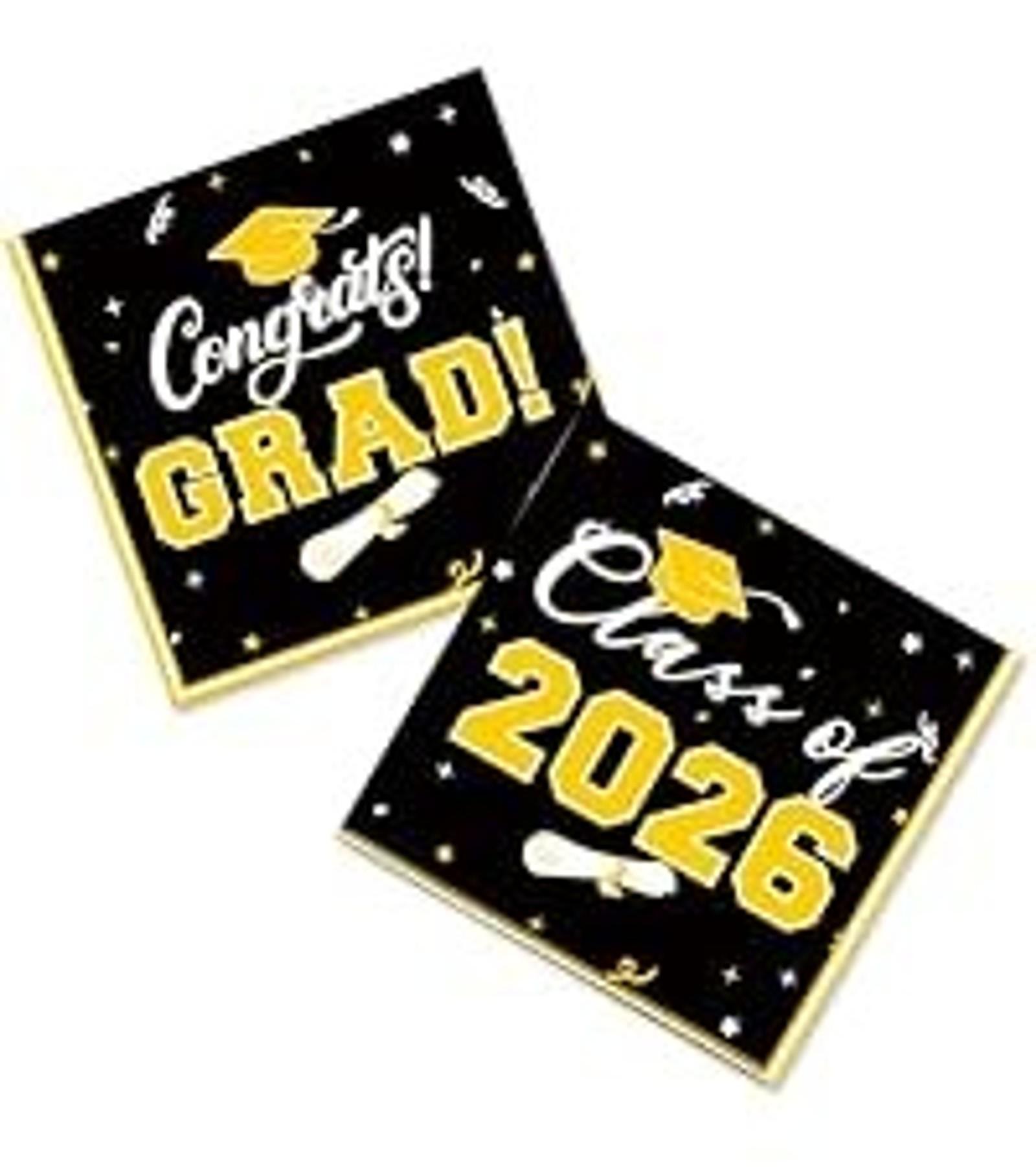 Graduation Cocktail Napkins Class of 2026 80 Pack Congrats Grad Disposable Paper Napkins for College High School Graduation Party Decorations 5x5 Inch Red