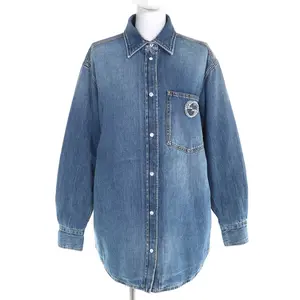 Pre-owned GUCCI Denim Small Leather Goods Interlocking G Brooch Long Sleeve Shirt