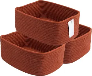 Small Woven Storage Baskets 12X8X5 Decorative Rope Bins for Organizing Shelves, Closets, and Toys, Empty  Baskets, Cute Organizer Basket for Home and Office (rustic, regular)