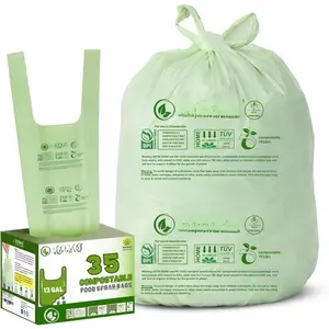 Compostable 13 Gallon Bags (35 Bags) Tall Kitchen  Scrap Disposable Compost Trash Bgas Certified Composte Bags  BPI & OK Compost  Certified by Meeting ASTM D6400 (35 ct.)
