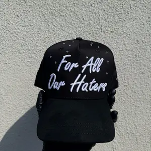 Tombochio 1:1 Dandy Hats for All Our Haters G5 - Black Cap with White Embroidery and Silver Studs