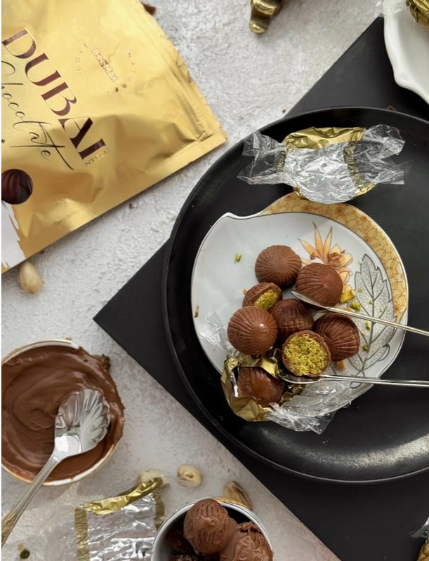 Valentine Dubai Chocolate Truffle Balls 4.24oz Milk Chocolate Truffles with Hazelnut & Pistachio Cream 120g Stocking Stuffer