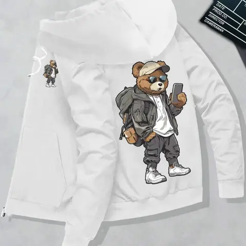 Men's Loose Fit Casual Trendy Long Sleeve Graphic Print Hoodie, Street Style Pullover Sweatshirt, Fashionable All-Season Wear, Comfortable & Stylish Design