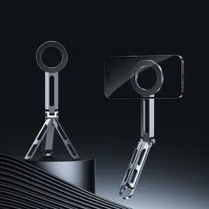 Magnetic Phone Tripod,Mini Tripod Stand ,Foldable and Adjustable Aluminium Phone Stand for iPhone 15 14 13 12 11 Series and Android Phones