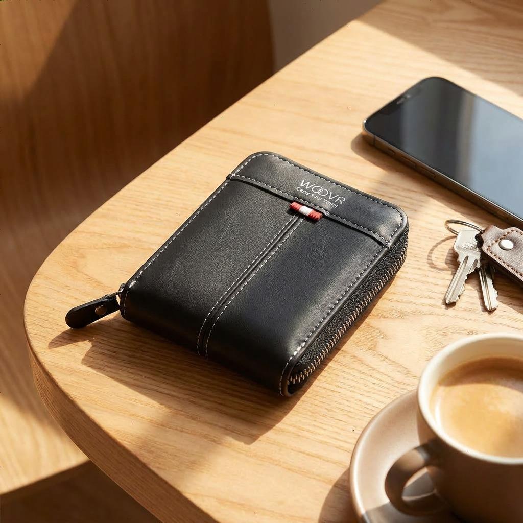 Men's Letter Embossed Zipper Short Wallet,2026 New Style Casual Trendy Solid Color Card Holder Wallet,Fashionable Wallet for Daily Use,Travel and Work Commute