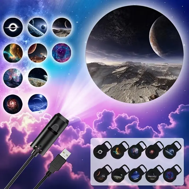 1pc USB car starry sky light, Car decorative light, roof projection effect, USB Powered, 360° Rotatable starry sky projection light, starry sky, Milky Way lighting effects, suitable for car interior atmosphere, home, party Decor