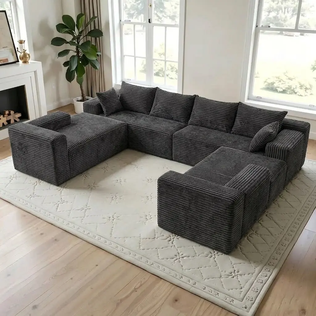 【2 or 4 Packages Shipping】138'' Oversized U Shaped Sectional Couches, 8 Seater Modular Boneless Cloud Sofa with Chaise Lounges, 4-in-1 Flexible Combination Deep Seat Corner Large Couch,No Assembly for Living Room